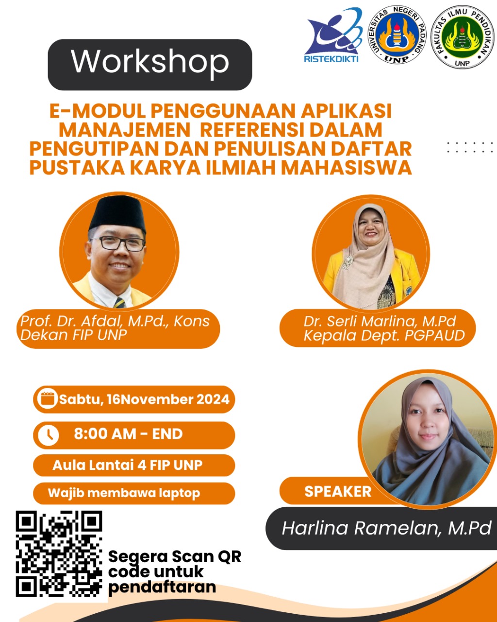  Workshop E-Modul Penggunaan Aplikasi Manajemen Referensi dalam Pengutipan dan Penulisan Daftar Pustaka Karya Ilmiah Mahasiswa